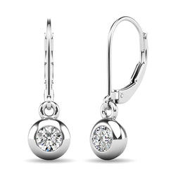 Diamond 1/10 ct tw Bezel Set Earrings in 10K White Gold - Larson Jewelers