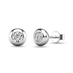 Diamond 1/10 ct tw Bezel Set Earrings in 10K White Gold - Larson Jewelers