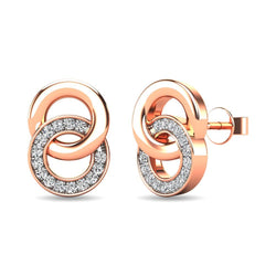 Diamond 1/10 ct tw Circle Earrings in 10K Rose Gold - Larson Jewelers