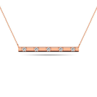 Diamond 1/20 ct tw Bar Necklace in 10K Rose Gold - Larson Jewelers