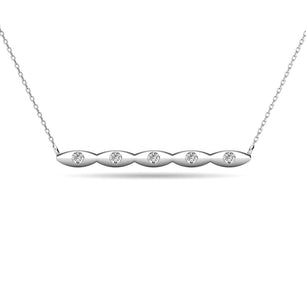 Diamond 1/20 ct tw Bar Necklace in 10K White Gold - Larson Jewelers