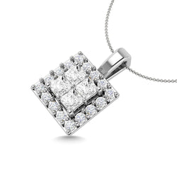 Diamond 1/4 Ct.Tw. Round and Princess Fashion Pendant in 14K White Gold - Larson Jewelers