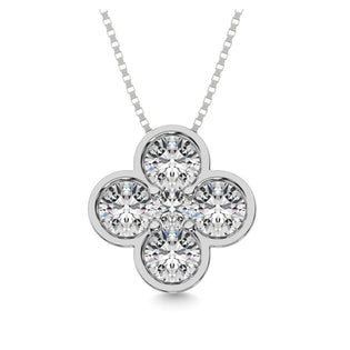 Diamond 1 ct tw Flower Pendant in 14K White Gold - Larson Jewelers