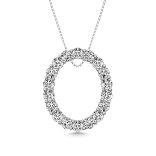 Diamond 1 1/2 ct tw Oval Shape Pendant in 14K White Gold - Larson Jewelers