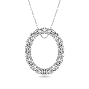 Diamond 1 ct tw Oval Shape Pendant in 14K White Gold - Larson Jewelers