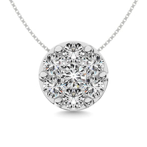 Diamond 2 ct tw Round Pendant in 14K White Gold - Larson Jewelers