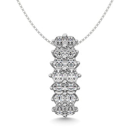 Diamond 1 1/2 ct tw Round Cut Pyramid Pendant in 14K White Gold - Larson Jewelers