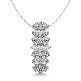 Diamond 2 ct tw Round Cut Pyramid Pendant in 14K White Gold - Larson Jewelers