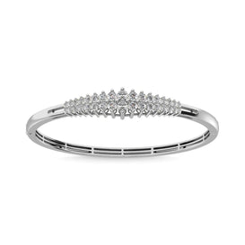 Diamond 3 ct tw Round Cut Pyramid Bangle in 14K White Gold - Larson Jewelers