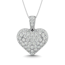 Diamond 1 1/2 ct tw Heart Pendant in 10K White Gold - Larson Jewelers