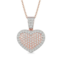 Diamond 1 1/2 ct tw Heart Pendant in 10K Pink Gold With White Gold Touch - Larson Jewelers