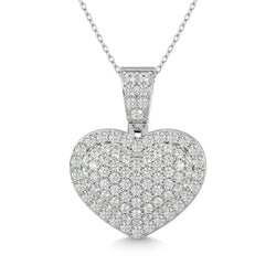 Diamond 1 1/2 ct tw Heart Pendant in 10K White Gold - Larson Jewelers