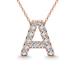 Diamond 1/8 Ct.Tw. Letter A Pendant in 14K Rose Gold" - Larson Jewelers