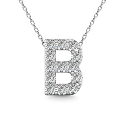 Diamond 1/8 Ct.Tw. Letter B Pendant in 14K White Gold" - Larson Jewelers