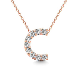 Diamond 1/10 Ct.Tw. Letter C Pendant in 14K Rose Gold" - Larson Jewelers