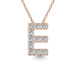 Diamond 1/10 Ct.Tw. Letter E Pendant in 14K Rose Gold" - Larson Jewelers