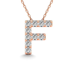 Diamond 1/10 Ct.Tw. Letter F Pendant in 14K Rose Gold" - Larson Jewelers