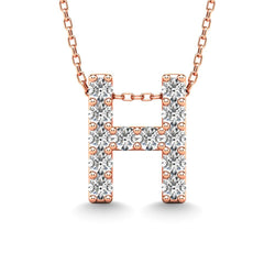 Diamond 1/8 Ct.Tw. Letter H Pendant in 14K Rose Gold" - Larson Jewelers