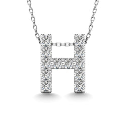 Diamond 1/8 Ct.Tw. Letter H Pendant in 14K White Gold" - Larson Jewelers