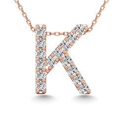 Diamond 1/8 Ct.Tw. Letter K Pendant in 14K Rose Gold" - Larson Jewelers