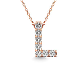 Diamond 1/20 Ct.Tw. Letter L Pendant in 14K Rose Gold" - Larson Jewelers