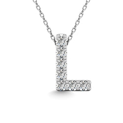 Diamond 1/20 Ct.Tw. Letter L Pendant in 14K White Gold" - Larson Jewelers