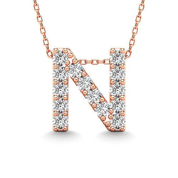 Diamond 1/6 Ct.Tw. Letter N Pendant in 14K Rose Gold" - Larson Jewelers