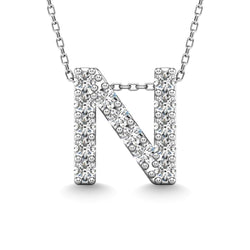 Diamond 1/6 Ct.Tw. Letter N Pendant in 14K White Gold" - Larson Jewelers