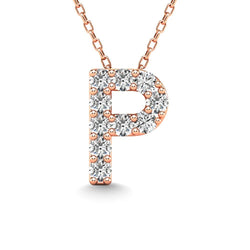 Diamond 1/10 Ct.Tw. Letter P Pendant in 14K Rose Gold" - Larson Jewelers