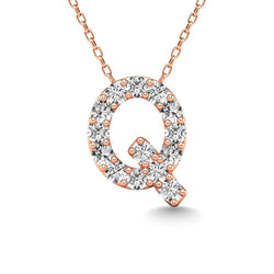 Diamond 1/6 Ct.Tw. Letter Q Pendant in 14K Rose Gold" - Larson Jewelers