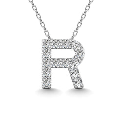 Diamond 1/8 Ct.Tw. Letter R Pendant in 14K White Gold" - Larson Jewelers