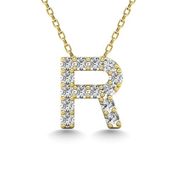 Diamond 1/8 Ct.Tw. Letter R Pendant in 14K Yellow Gold" - Larson Jewelers