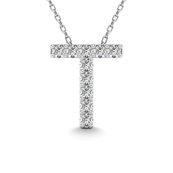 Diamond 1/10 Ct.Tw. Letter T Pendant in 14K White Gold" - Larson Jewelers