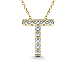 Diamond 1/10 Ct.Tw. Letter T Pendant in 14K Yellow Gold" - Larson Jewelers