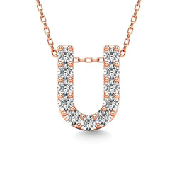 Diamond 1/10 Ct.Tw. Letter U Pendant in 14K Rose Gold" - Larson Jewelers