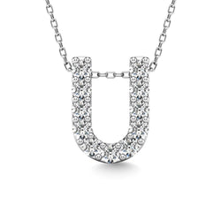 Diamond 1/10 Ct.Tw. Letter U Pendant in 14K White Gold" - Larson Jewelers