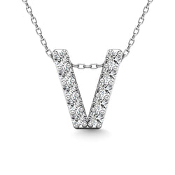 Diamond 1/10 Ct.Tw. Letter V Pendant in 14K White Gold" - Larson Jewelers