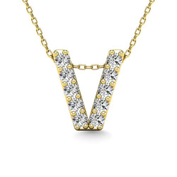 Diamond 1/10 Ct.Tw. Letter V Pendant in 14K Yellow Gold" - Larson Jewelers