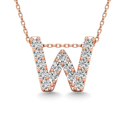 Diamond 1/6 Ct.Tw. Letter W Pendant in 14K Rose Gold" - Larson Jewelers