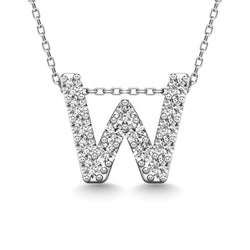 Diamond 1/6 Ct.Tw. Letter W Pendant in 14K White Gold" - Larson Jewelers