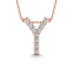 Diamond 1/10 Ct.Tw. Letter Y Pendant in 14K Rose Gold" - Larson Jewelers