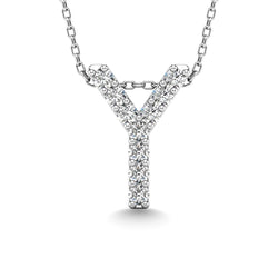 Diamond 1/10 Ct.Tw. Letter Y Pendant in 14K White Gold" - Larson Jewelers