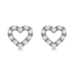 Diamond 1/20 Ct.Tw. Heart Earrings in 10K White Gold - Larson Jewelers