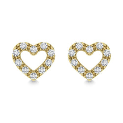 Diamond 1/20 Ct.Tw. Heart Earrings in 10K Yellow Gold - Larson Jewelers