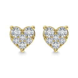 Diamond 1/5 Ct.Tw. Heart Earrings in 10K Yellow Gold - Larson Jewelers