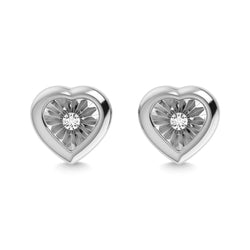 Diamond 1/50 Ct.Tw. Heart Earrings in Silver - Larson Jewelers