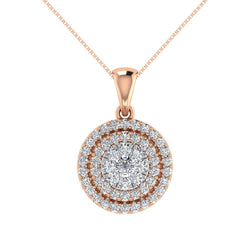 10K Rose Gold 3/4 Ct.Tw. Diamond Cluster Round Shape Pendant - Larson Jewelers