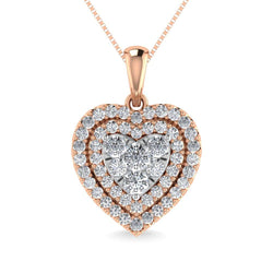 Diamond 3/4 Ct.Tw. Heart Pendant in 14K Rose Gold - Larson Jewelers