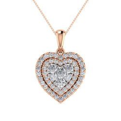 Diamond 3/4 Ct.Tw. Heart Pendant in 10K Rose Gold - Larson Jewelers