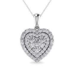 Diamond 3/4 Ct.Tw. Heart Pendant in 14K White Gold - Larson Jewelers